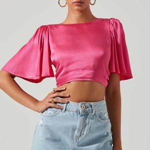 ZITA SATIN OPEN BACK CROP TOP